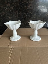 2 x White Glazed Pottery Tall