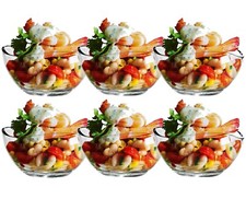 6X Prawn Cocktail Bowls Glass